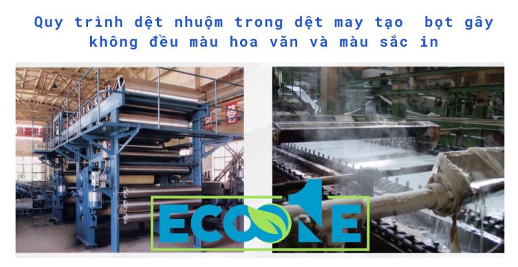 quy trình dệt nhuộm trong dệt may tạo bọt gây không đề màu hoa văn và màu sắc in